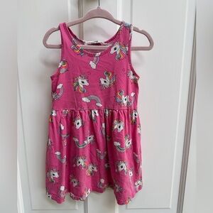 H&M 2-4Y 2T Girls Pink Scoop Neck Unicorn Rainbow Sleeveless Dress
